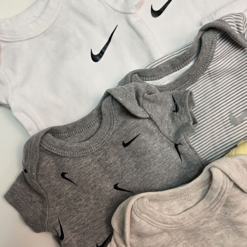 Nike Baby Bodysuit Lot 8pc Newborn Swoosh One-Piece Short Sleeve Bundle - Picture 3 of 6